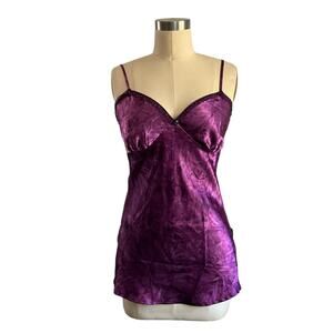 90s Y2K Xhilaration Silky Whimsy Tunic Slip Dress: Beaded, Purple, M